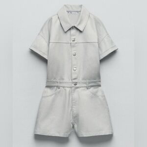 Zara Denim Cotton Shimmer Short Romper Jumpsuit